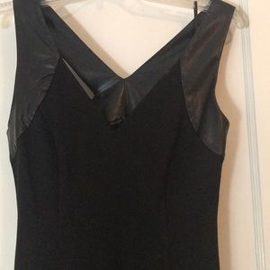 Guess LBD Black fitted dress with “leather” trim.
